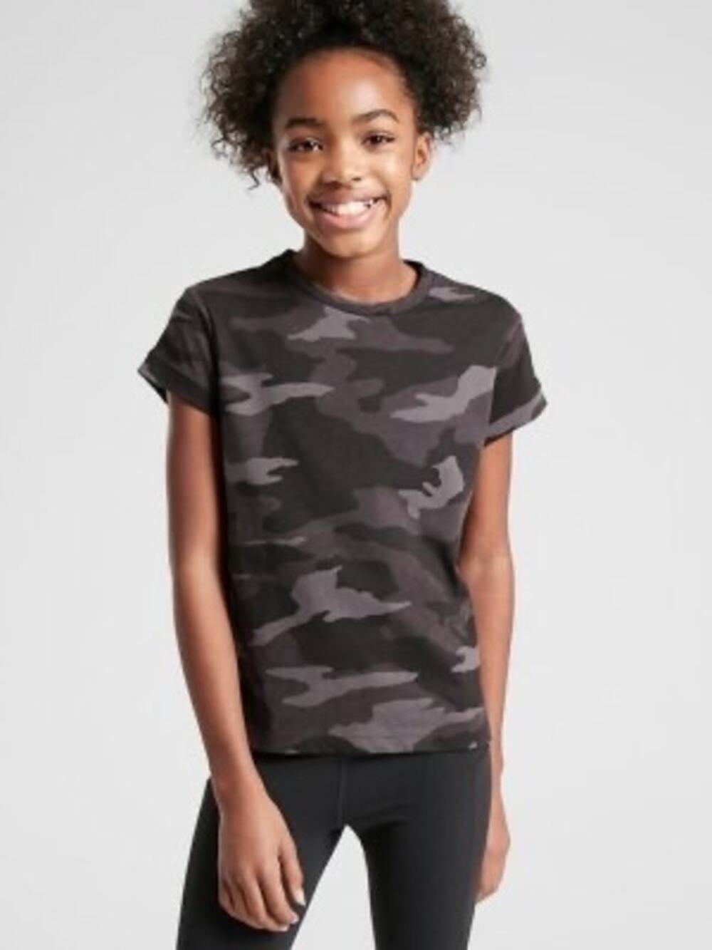 Athleta Girl Black Camo Daily Tee - Comfortable & Stylish